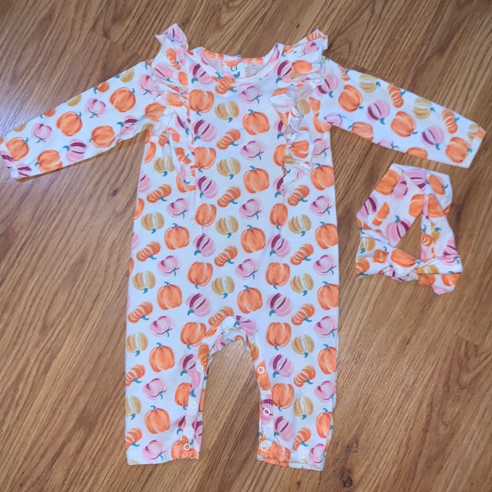 Chick Pea Halloween/fall jumper with bow